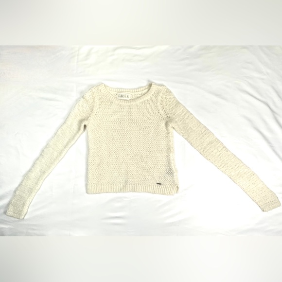 Abercrombie and Fitch Wool Blend Cropped Knit Sweater - Ivory/Cream - XS - Picture 4 of 12